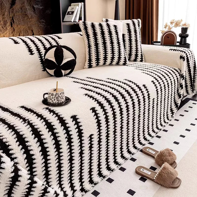 Modern Minimalist Couch Pad Plush Fabric Smooth Skin Friendly Cushion Anti Slip Wear Resistan Cat Scratch Resistant Sofa Cover